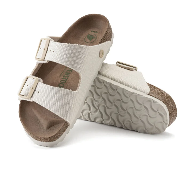 Birkenstock Arizona Vegan Slide Sandal (Women) - Eggshell Canvas