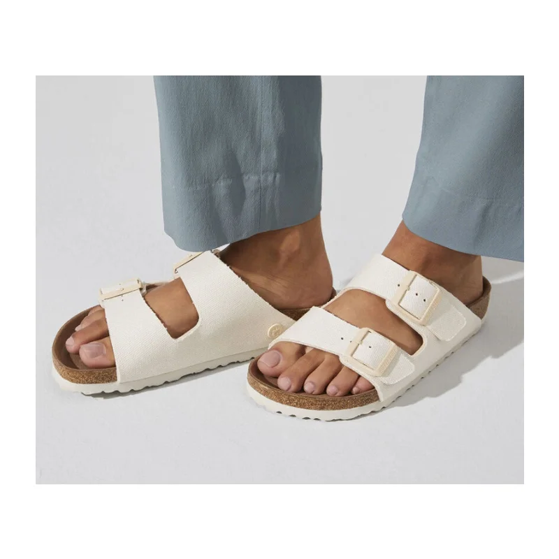 Birkenstock Arizona Vegan Slide Sandal (Women) - Eggshell Canvas