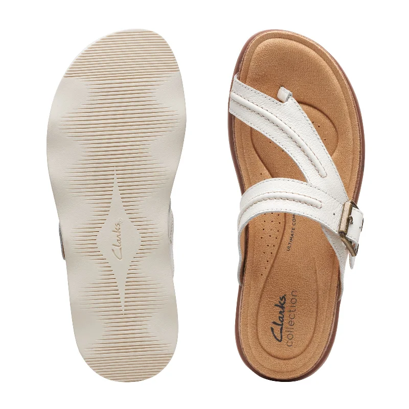 Clarks Brynn Madi Thong Sandal (Women) - White Leather