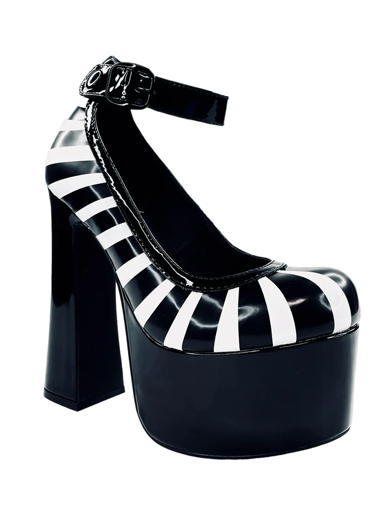 FRIGHT BLACK/WHITE PLATFORM HEELS