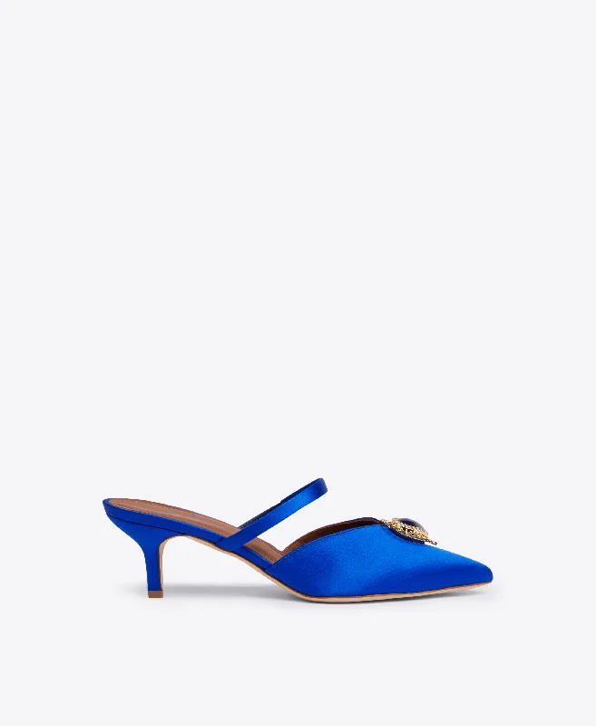 Marla 45 - Blue Satin Kitten Heels