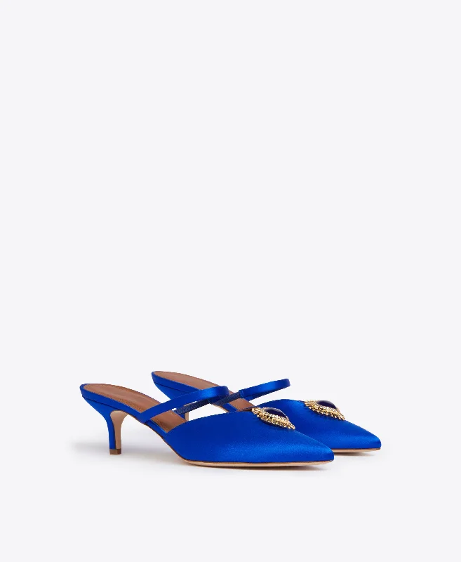 Marla 45 - Blue Satin Kitten Heels