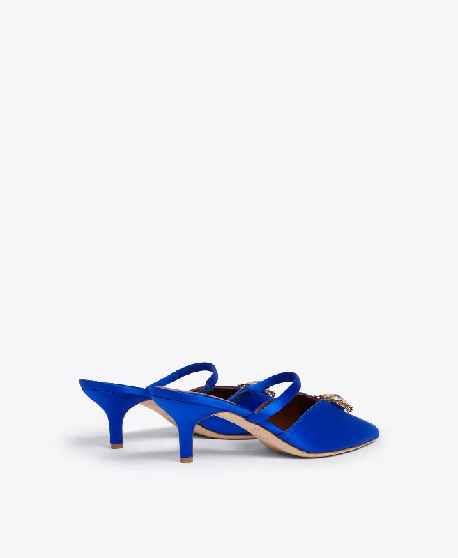 Marla 45 - Blue Satin Kitten Heels