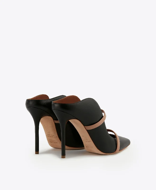 Maureen 100 - Black Nude Leather Stiletto Mule