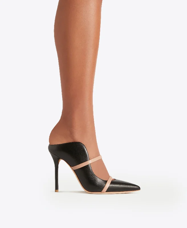 Maureen 100 - Black Nude Leather Stiletto Mule