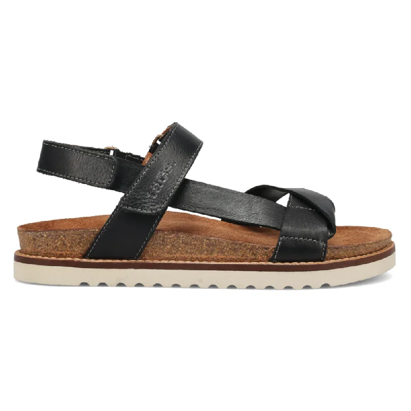 Taos Sideways Black Leather Sandal (Women's)