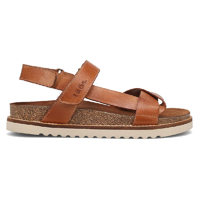 Taos Sideways Caramel Leather Sandal (Women's)