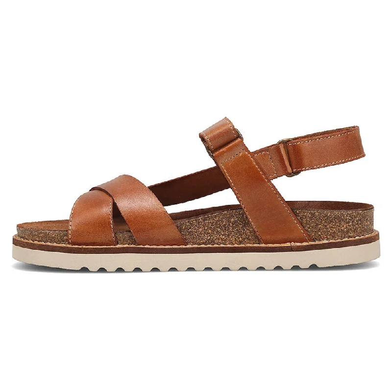 Taos Sideways Caramel Leather Sandal (Women's)