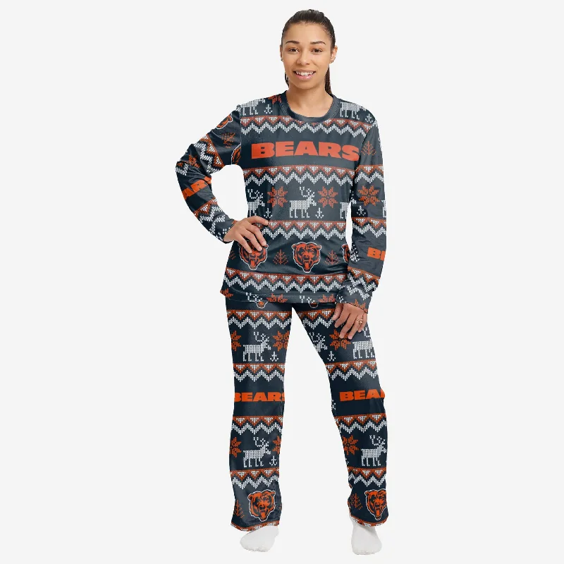 Chicago Bears Womens Ugly Pattern Family Holiday Pajamas