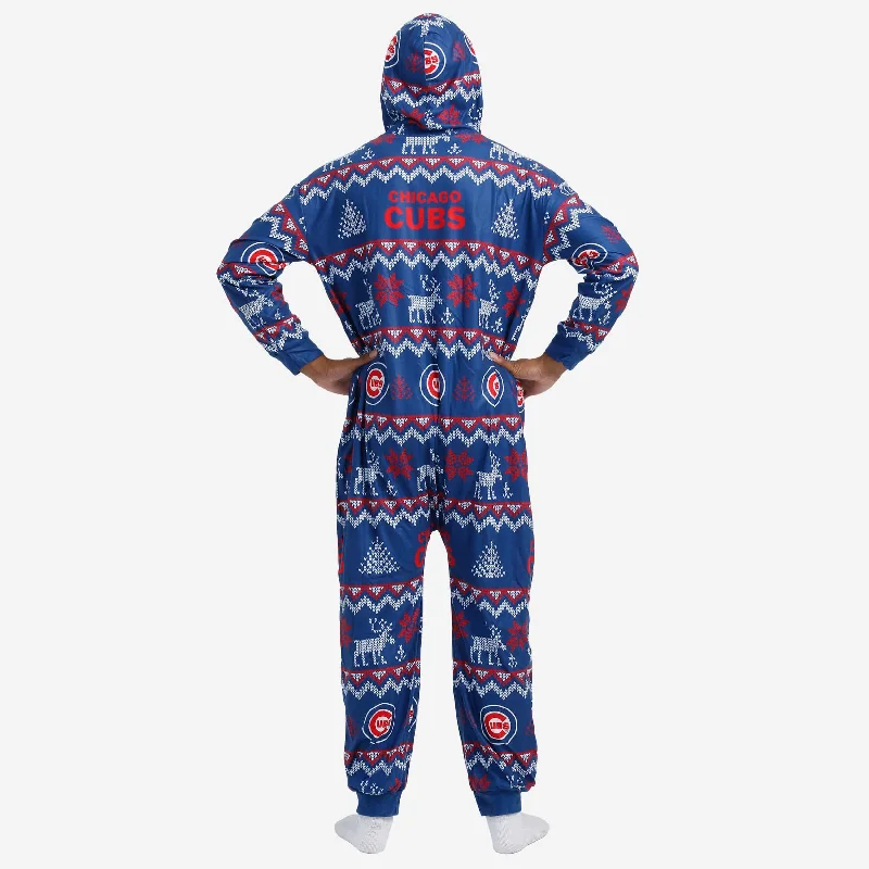 Chicago Cubs Ugly Pattern One Piece Pajamas