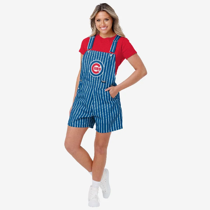 Chicago Cubs Womens Pinstripe Bib Shortalls