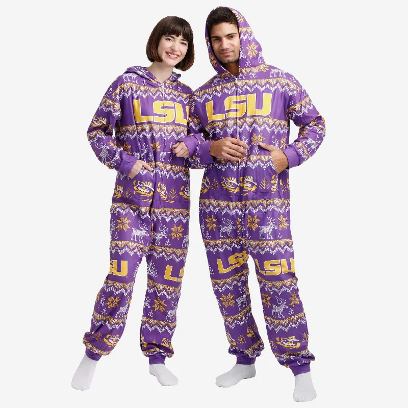 LSU Tigers Ugly Pattern One Piece Pajamas