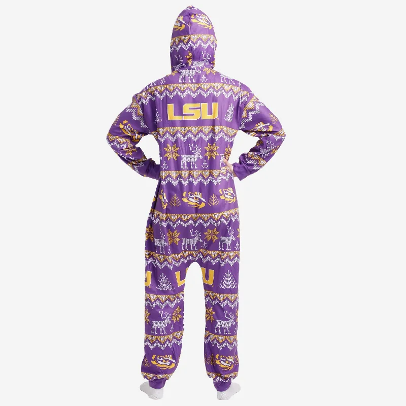 LSU Tigers Ugly Pattern One Piece Pajamas