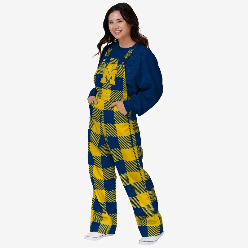 Michigan Wolverines Womens Plaid Bib Overalls