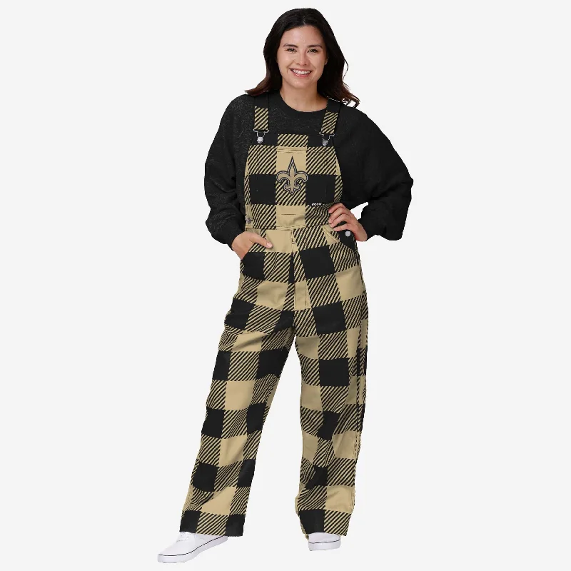 New Orleans Saints Womens Plaid Bib Overalls