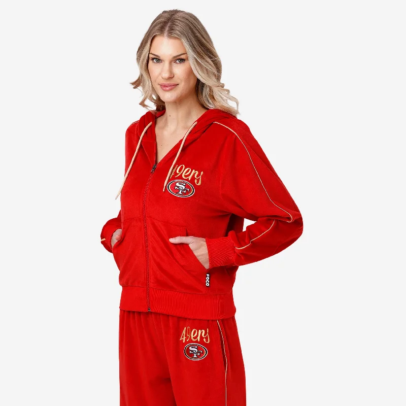 San Francisco 49ers Womens Velour Zip Up Top