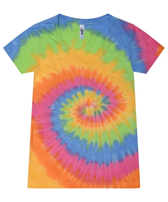 1075CD - Tie-Dye Ladies V-Neck T-Shirt