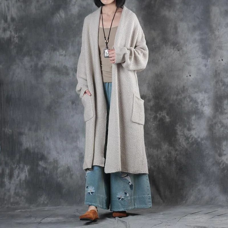 autumn beige casual sweater coats plus size long sleeve cable knit cardigans