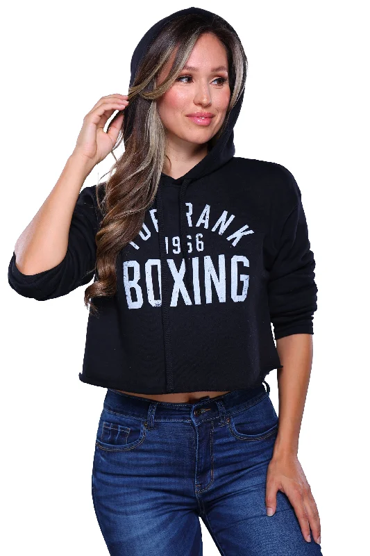 Black Top Rank Women's Crop Top Hoodie