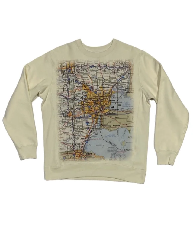 Ink Detroit - Metro Detroit Map - Crewneck Sweatshirt - Natural