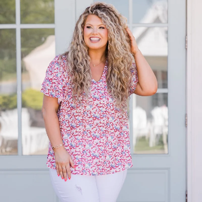 Dynamic Petal Parade Top, Coral