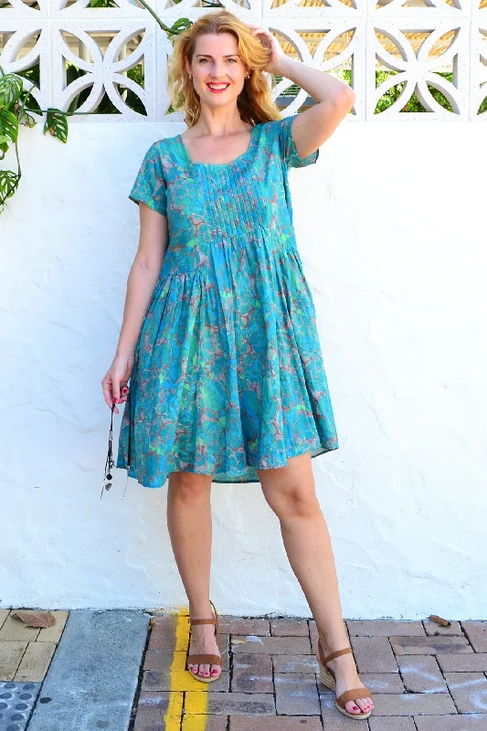 Emerald Aqua Abstract Tunic Dress