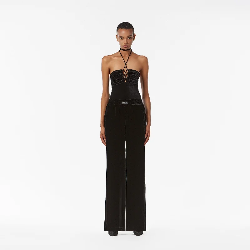 HALTERNECK DRAPED BODY IN VELVET