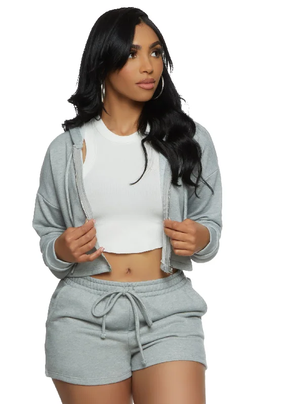 Iris Terry Cropped Hoodie