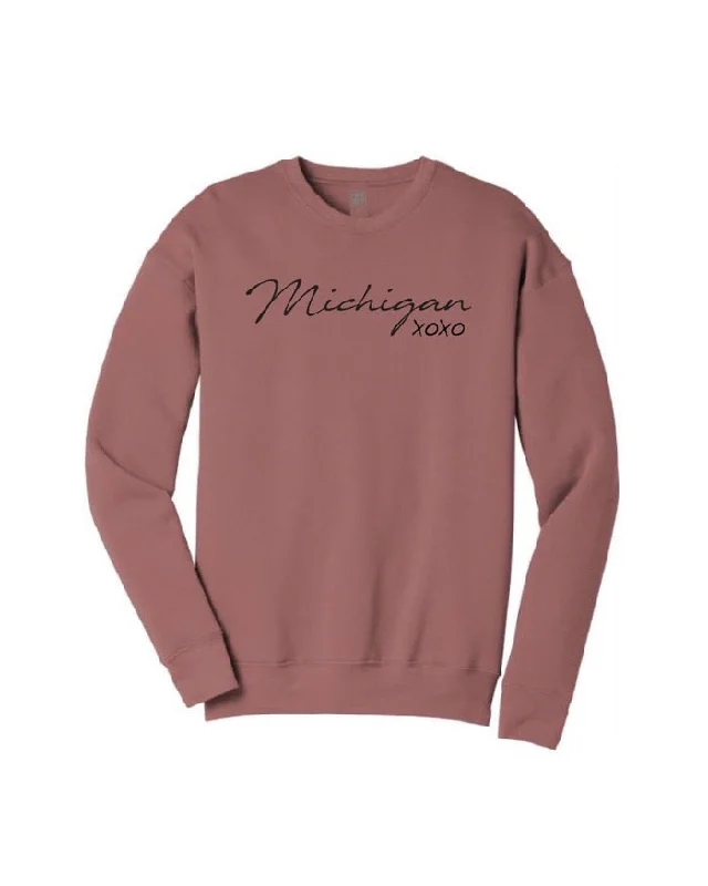 Ink Detroit Michigan XOXO Crewneck Sweatshirt - Mauve