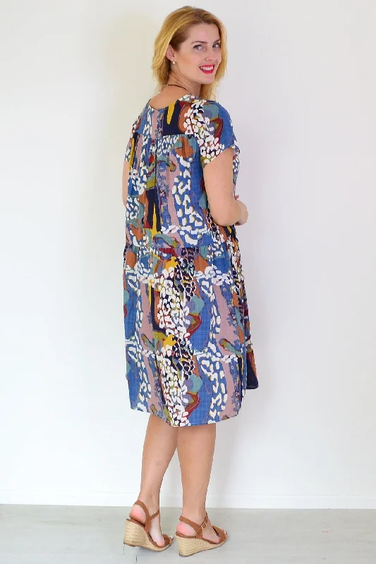 Multicolor Pintuck Pleats Tunic Dress