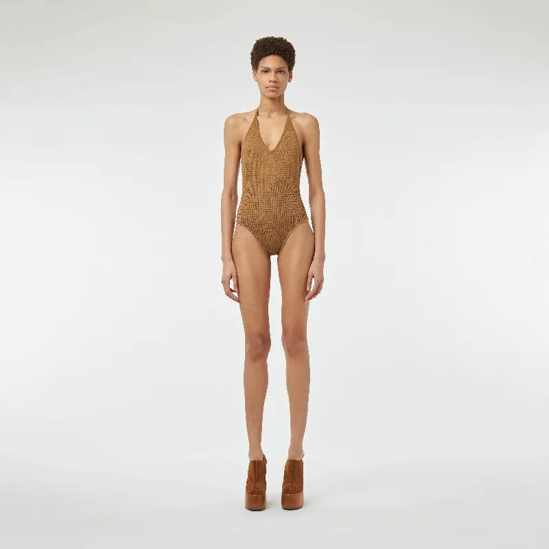 STRIPED CROCHET BODY IN TOBACCO