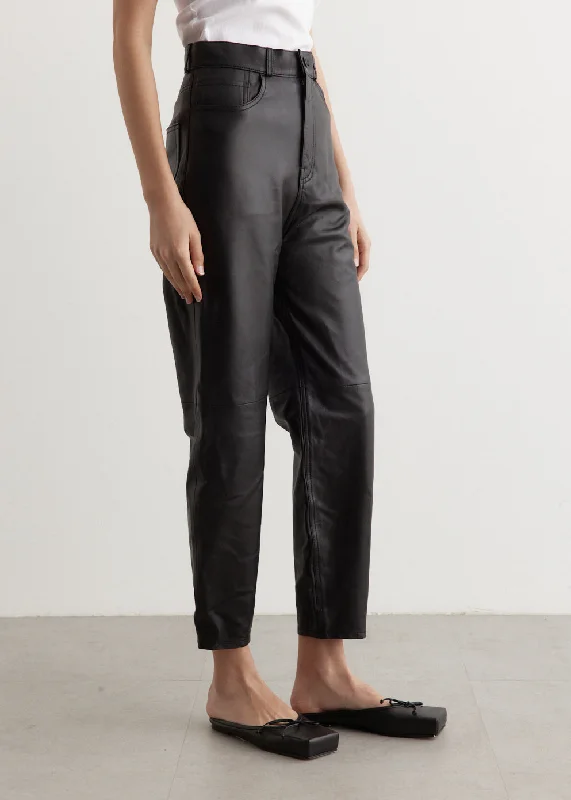 Tapered Leather Trousers