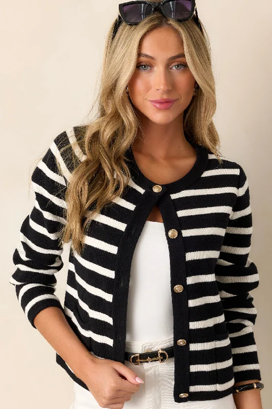 The Time Is Right 100% Cotton Ivory Stripe Cardigan