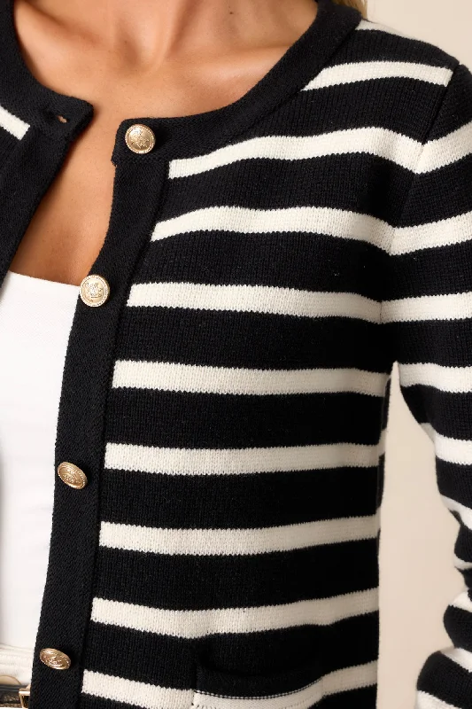 The Time Is Right 100% Cotton Ivory Stripe Cardigan