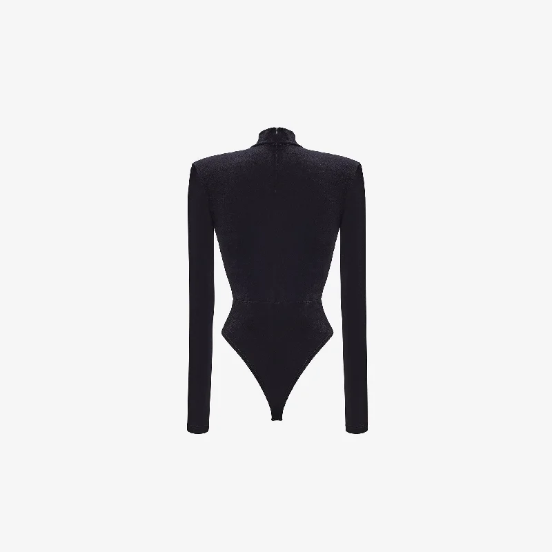 TURTELNECK CUTOUT BODYSUIT IN VELVET