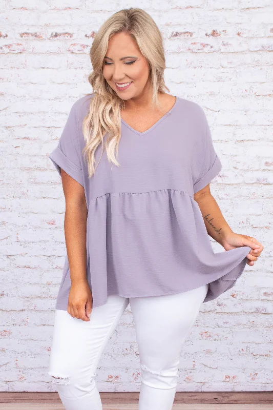 Wide Eyed Gaze Top, Lavender