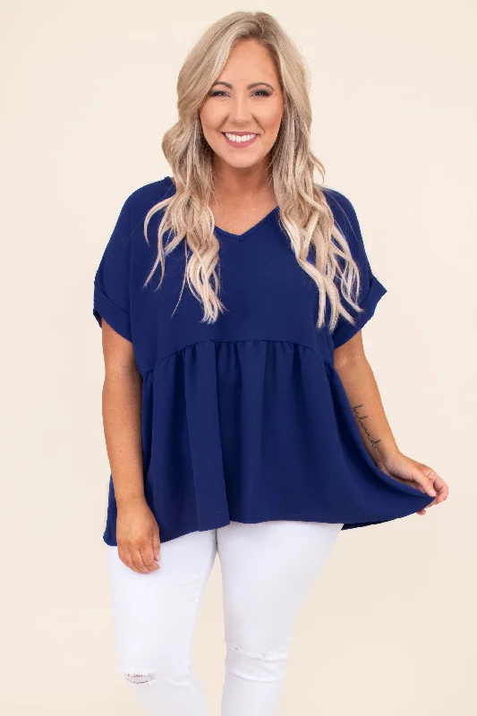 Wide Eyed Gaze Top, Royal Blue