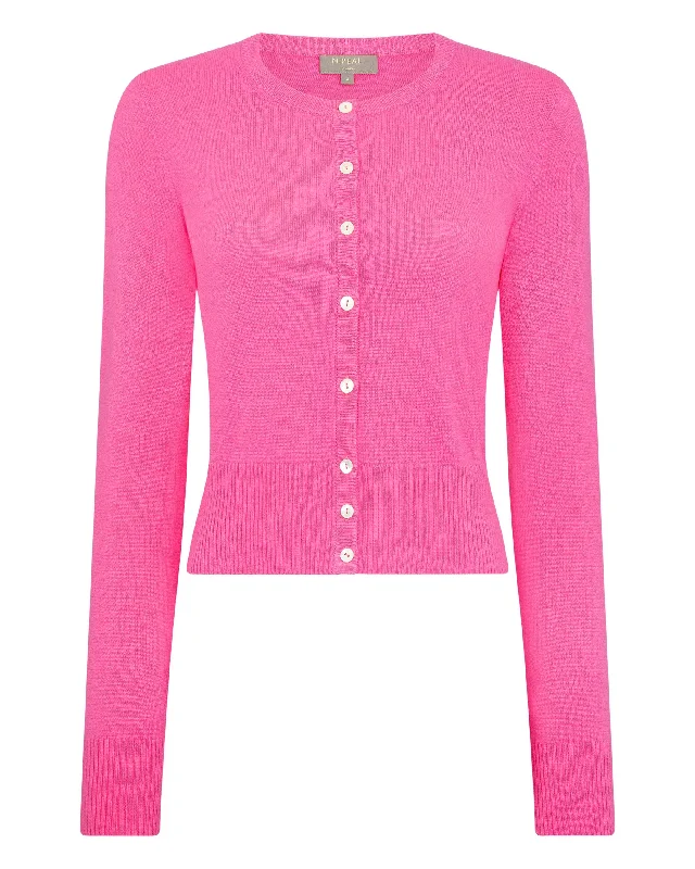 Women's Ivy Cropped Cashmere Cardigan Vibrant Pink