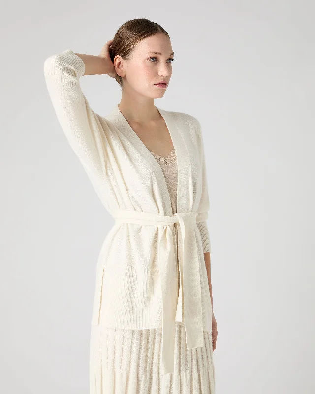 Women's Drop Shoulder Cashmere Cardigan New Ivory White