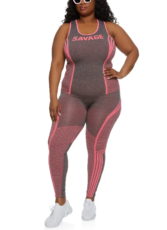 Plus Size Seamless Savage Graphic Tank Top