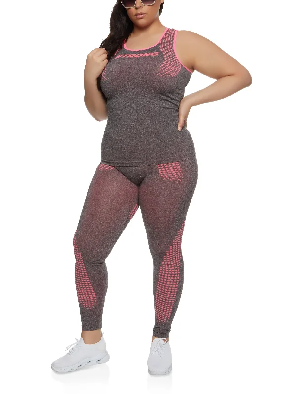 Plus Size Seamless Strong Graphic Racerback Tank Top