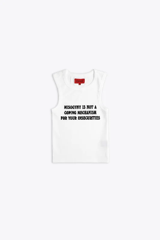 Misogyny Is Not a Coping Mechanism Stretch Jersey Tank (White)