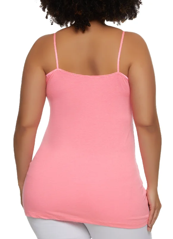 Plus Size Solid Scoop Neck Cami