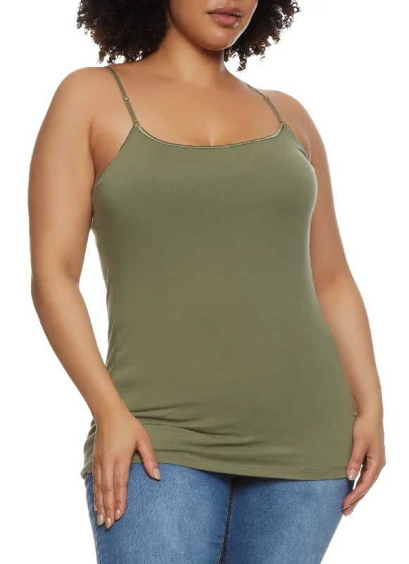 Plus Size Basic Cotton Scoop Neck Cami