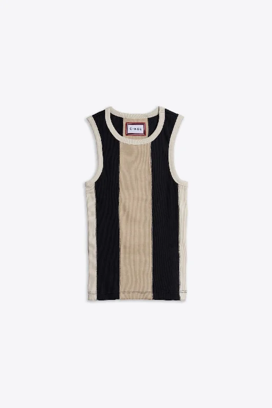 Pieced Hvy Stretch Rib Racer Tank (Granite)