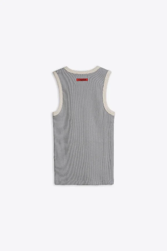 Wave Blocked Hvy Stretch Rib Racer Tank (Fog Tonal)