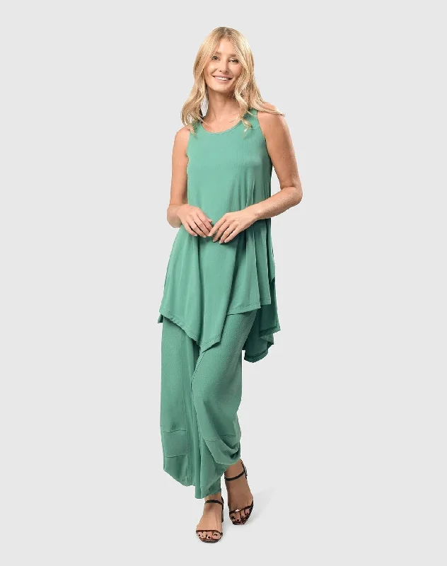 Essential Go-To Cupro Punto Pants, Seafoam