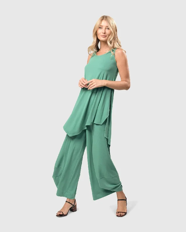 Essential Go-To Cupro Punto Pants, Seafoam