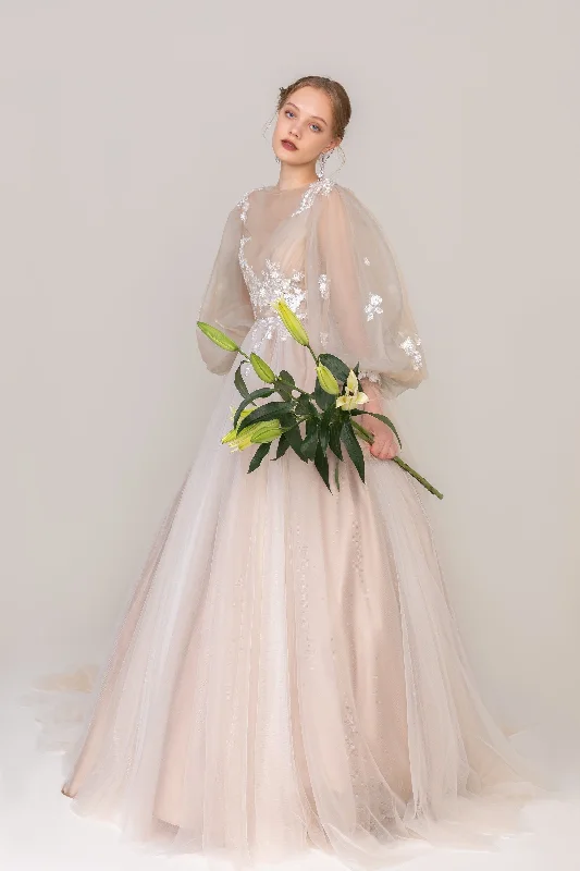 A-Line Court Train Tulle Wedding Dress CW2421