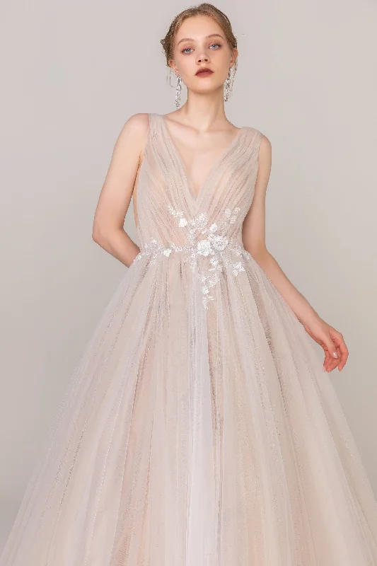 A-Line Court Train Tulle Wedding Dress CW2421